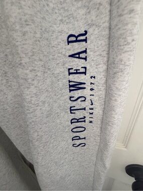 Nike Gray Crewneck with Navy Vertical "Sportswear" Print